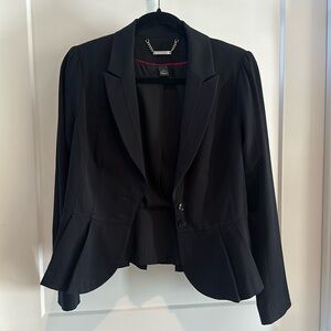 White House Black Market Peplum Black Blazer with Stretchy Fabric Size 4